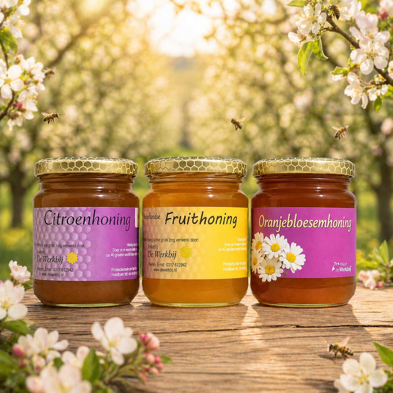 Frisse Honing Deal – Citroenhoning, Fruithoning & Oranjebloesemhoning 250g