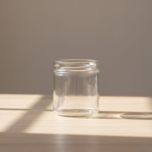 Glazen pot rond 405 ml met plastic deksel - per tray van 12 stuks- Lekkerhoning.nl