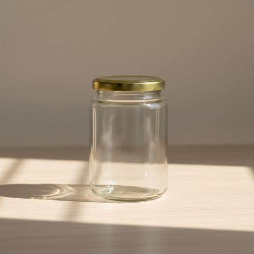 Glazen pot rond 555 ml - per tray van 12 stuks- Lekkerhoning.nl