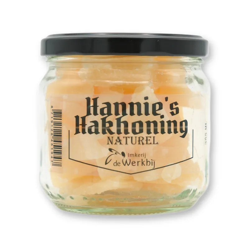 Hannie's Hakhoning Naturel, ambachtelijke honingsnoepjes in glazen pot van Imkerij de Werkbij