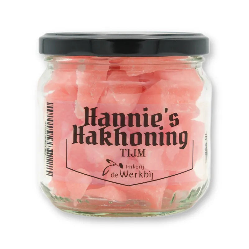 Hannie's Hakhoning Tijm, ambachtelijke honingsnoepjes in glazen pot van Imkerij de Werkbij