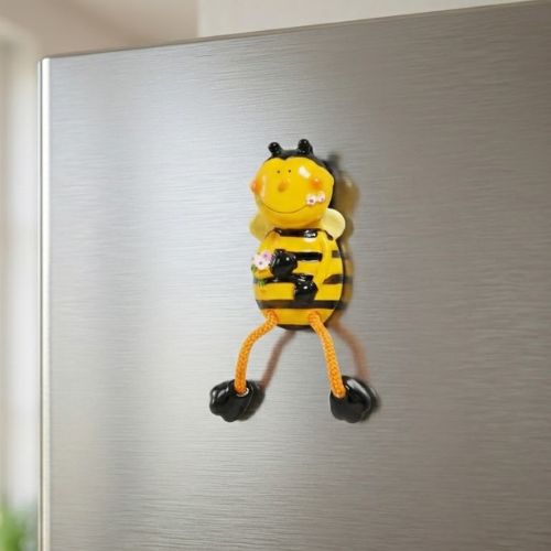 Bijenmagneet met Wiebelkop - Vrolijke Koelkastmagneet Honingbij- Lekkerhoning.nl