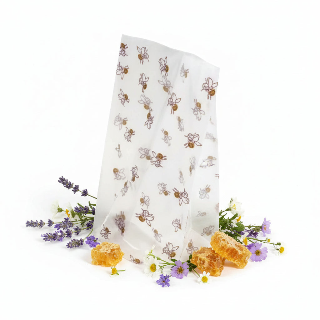 Blokbodemzakjes met bijen 115 x 190mm- Lekkerhoning.nl