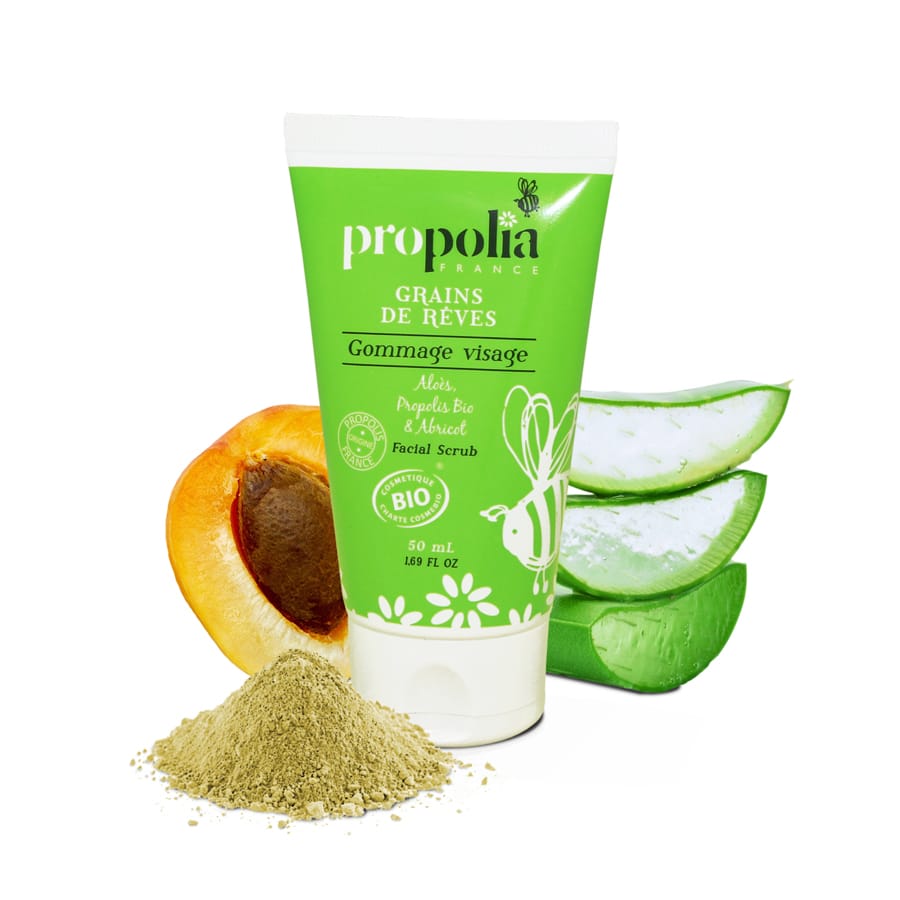 Gezicht Scrub Crème met Propolis en Abrikoos – Zachte Gezichtsscrub | Propolia- Lekkerhoning.nl