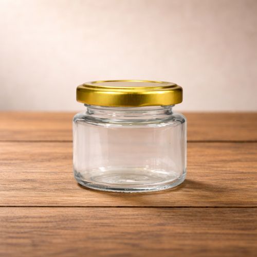 Glazen pot rond 106 ml lage variant - per tray van 30 stuks- Lekkerhoning.nl