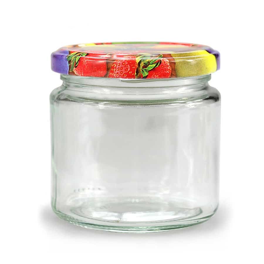 Glazen pot rond 385 ml - 6 stuks met deksel- Lekkerhoning.nl