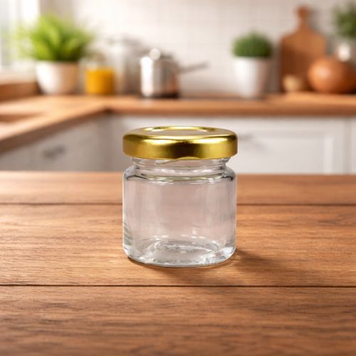Glazen pot rond 41 ml - per tray van 46 stuks- Lekkerhoning.nl