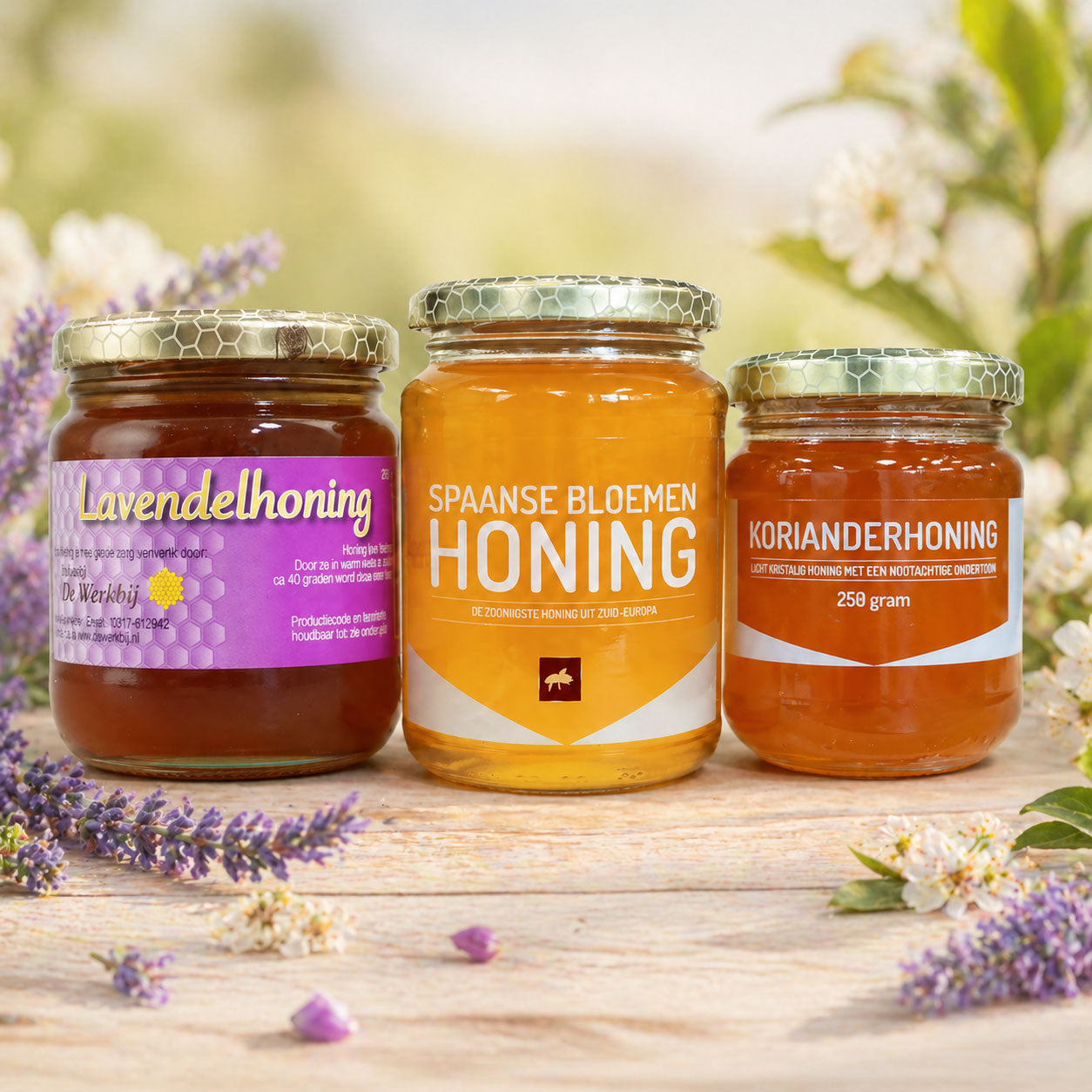 Mediterrane honingpakket – Lavendel, Bloemen & Koriander 250g