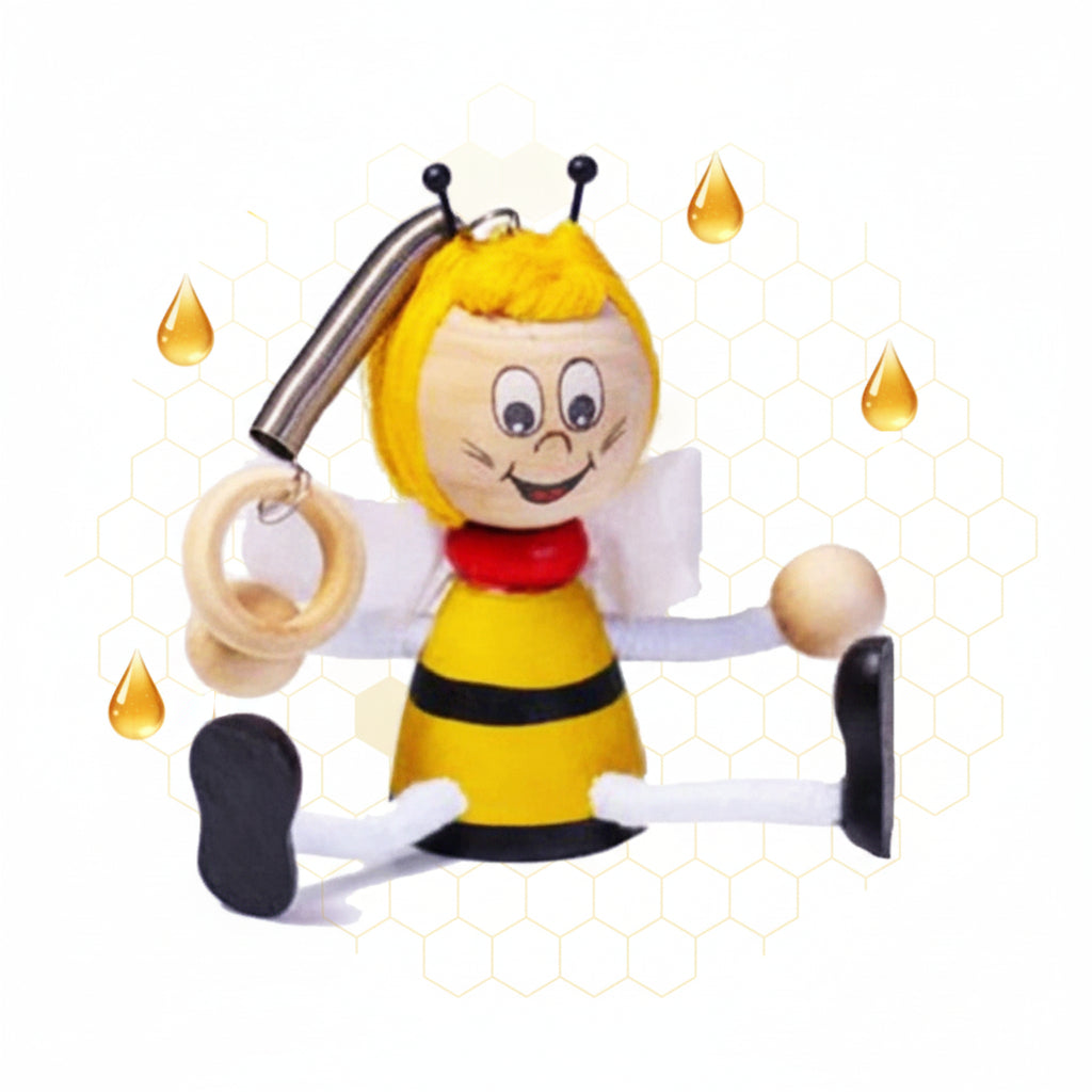 Springveer Honingbij - Houten Bijenhangers Raamdecoratie 11cm- Lekkerhoning.nl