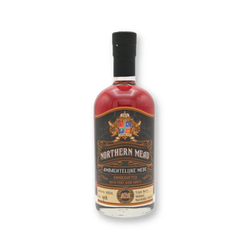 Northern Mead Triple Berry mede, ambachtelijke honingwijn met bessen in fles van 500 ml