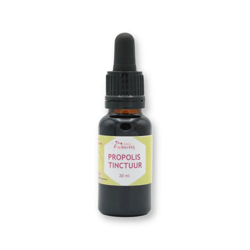 Propolis tinctuur 20 ml in druppelflesje met pipet van Imkerij de Werkbij